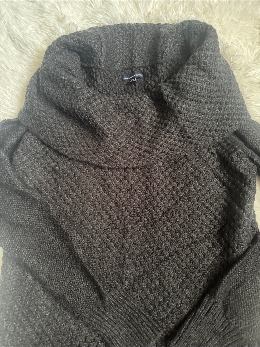 American Eagle Women's Black Cowl Neck Knit Sweater